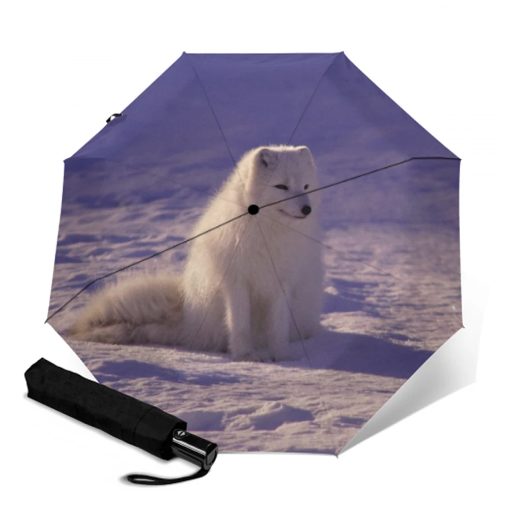 Auto Umbrella Windproof 3 Folding Outdoor Parasol Wolf Painting Frosted Handle Sun Rain Guarda Chuva Paragua Gear | Дом и сад