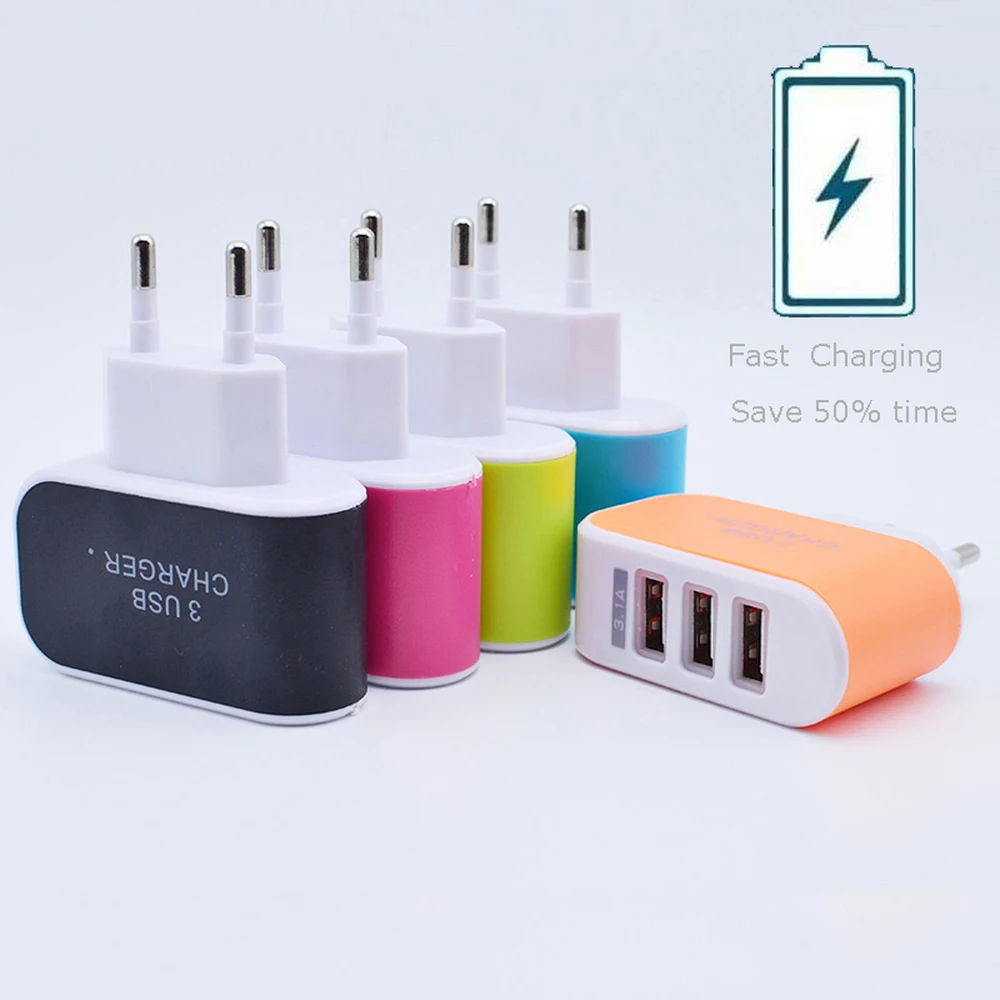 Мобильный телефон адаптер для настенного зарядного устройства 3 USB несколько портов ЕС вилка адаптер питания Зарядка Быстрая зарядка для iPhone Android samsung