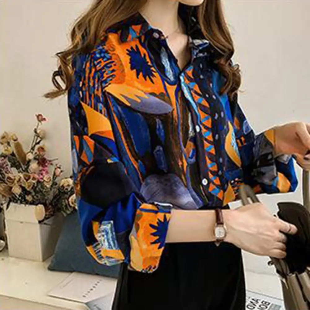 

Retro Style Comfortable Long Sleeves Women Loose Top Chiffon Casual Blouse Shirt Women's Clothing 2021