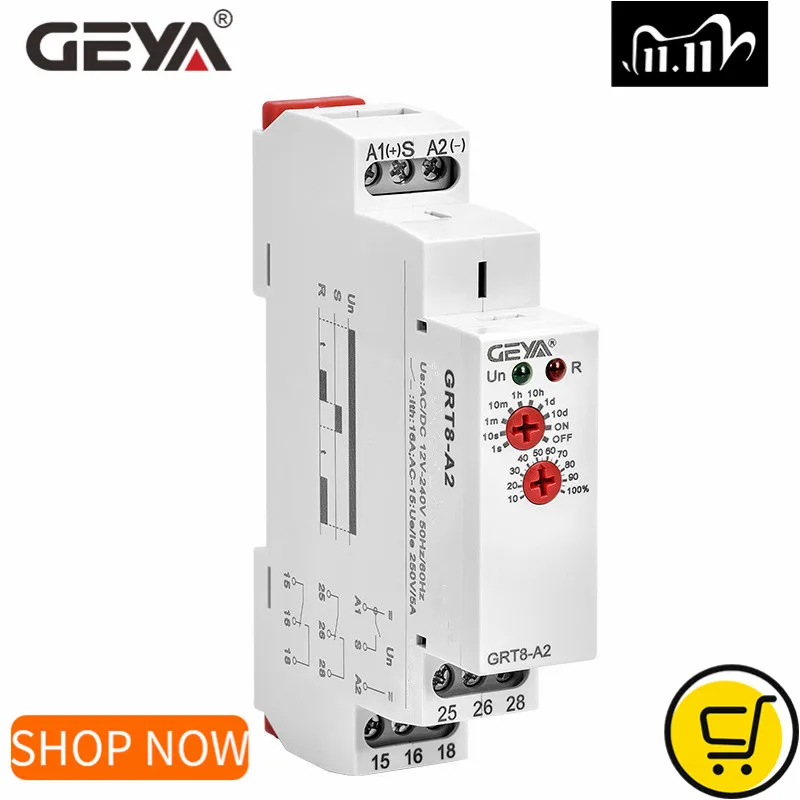 GEYA GRT8 A Electronic 16A SPDT ON реле таймера задержки Time Relay AC/DC12V 240V DIN Rail Delay On 12V|Реле| |