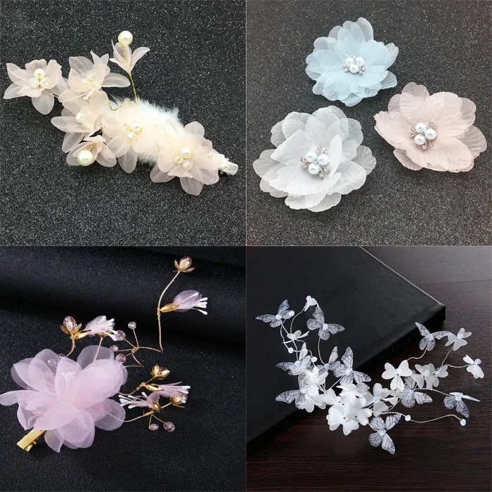 Свадебные заколки для волос с розовыми и белыми цветами женские белые диадемы