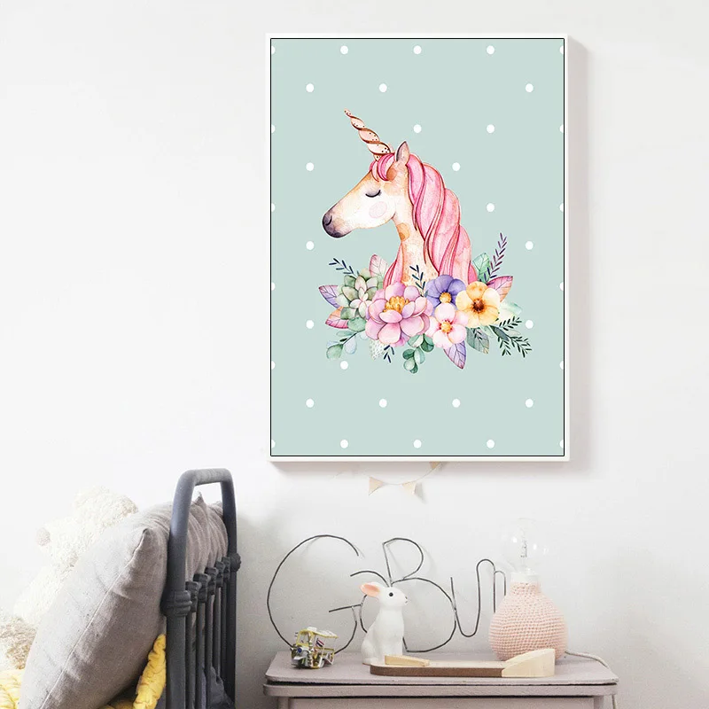 Скандинавское рогатое животное настенное искусство детский плакат печать сад