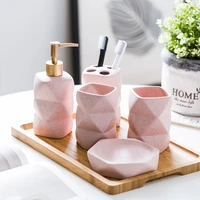 bathroom set ceramic soap dispenser toothbrush holder cup soap dish tray kitchen liquid dish container decoration accessories