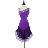 custom women latin dance dress purple cha cha tango salsa samba rumba ballroom practice wear costume