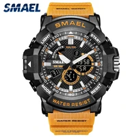 smael sport watch men fashion dual time male clock 5bar waterproof casual chrono military wrist watch relogio masculino 1809