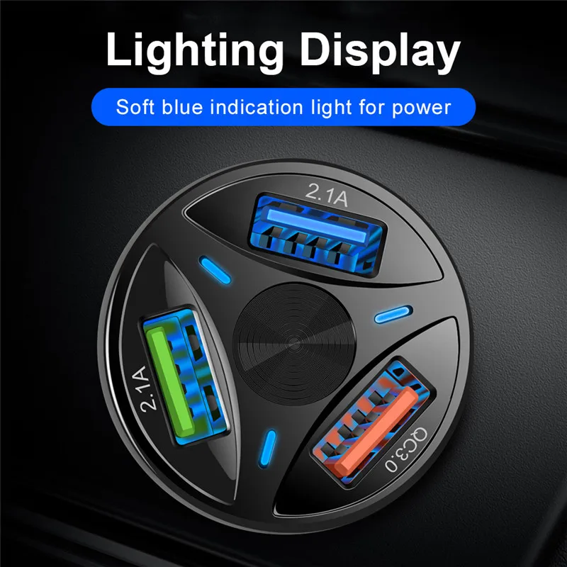 USLION Быстрая зарядка QC3.0 Mini 3 порта USB быстрое автомобильное зарядное устройство