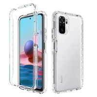 2 in 1 rugged armor shockproof case for xiaomi redmi note 10 4g 10s soft tpu hard pc transparent acrylic back cover fundas