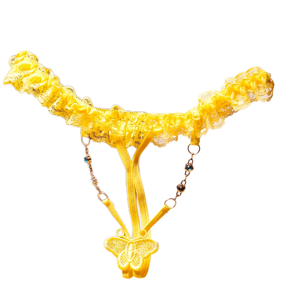 Сексуальные женские прозрачные кружевные стринги с открытой промежностью