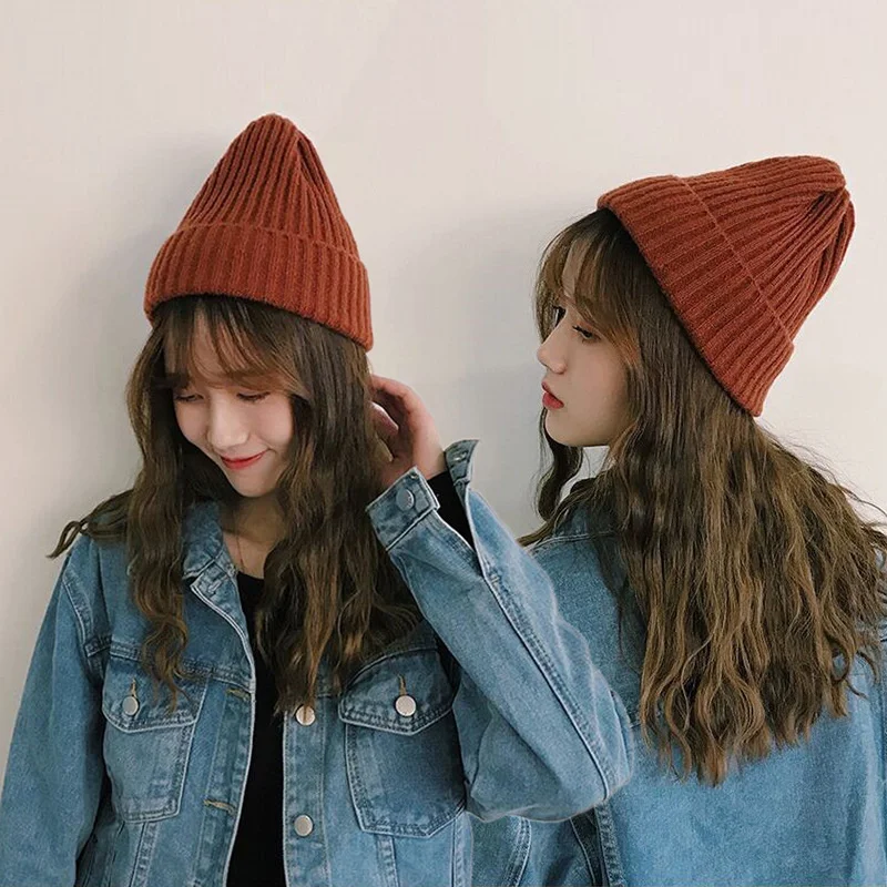 

Ins style pure color light board wool hat autumn winter female Korean version crimping concave shape pointed hat simple Harajuku