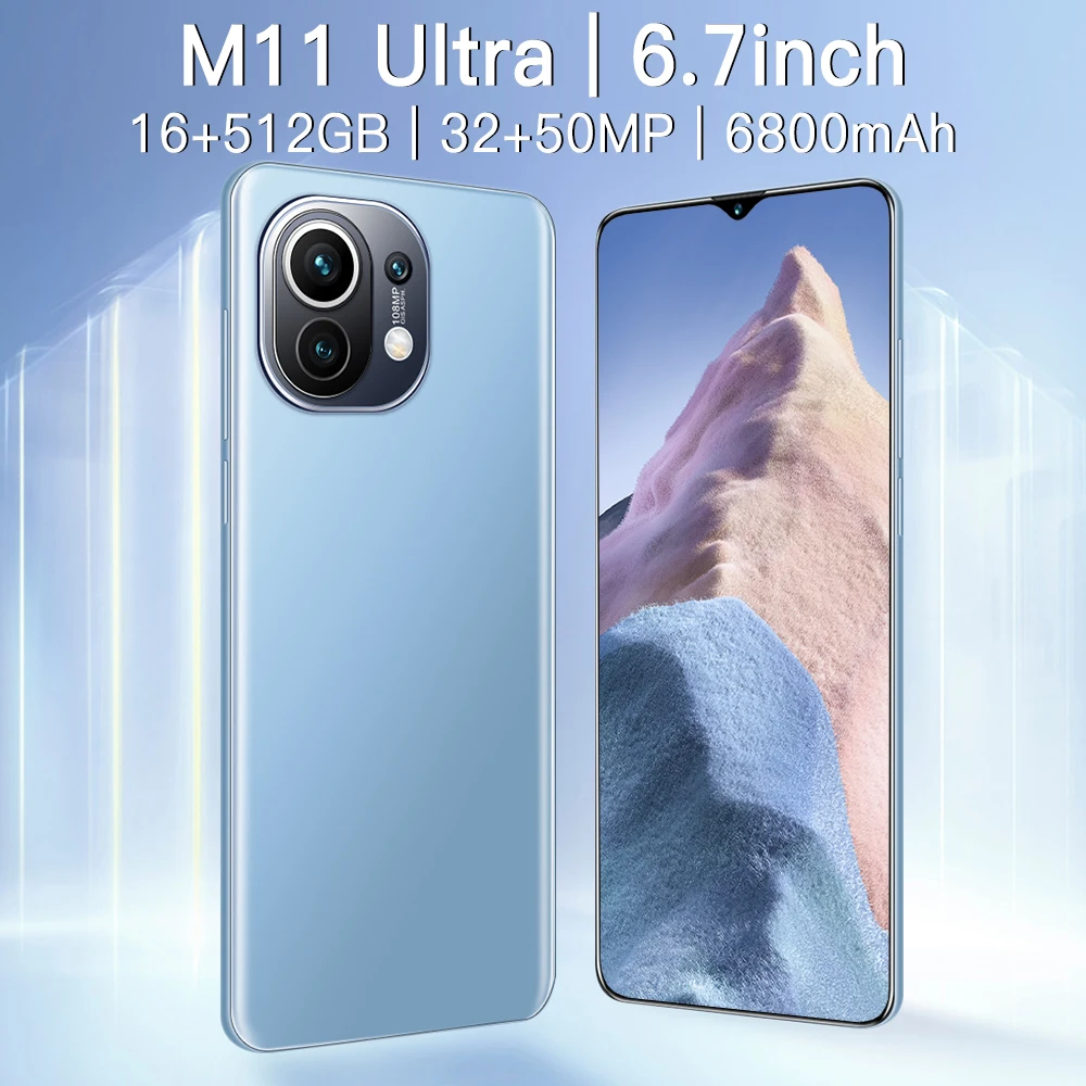 

Mobile Phone Qualcomm 888 Xiao M11 Ultra 6800mAh 16GB 512GB Global Version Android11.0 5G 6.7'' Waterdrop HD Screen Smartphone