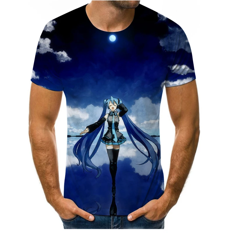 

Beautiful anime girl T-shirt male breathable sports T-shirt trend 2021 summer comfortable short-sleeved O-neck 3D printing cute