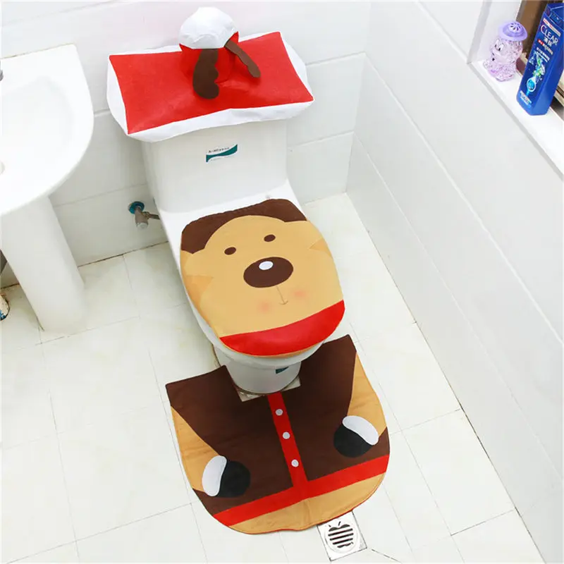 

2020 3PCS/Set New Santa Clause Pattern Toilet Seat Cover Home Christmas Overcoat Toilet Case Bathroom Decorative Products U3