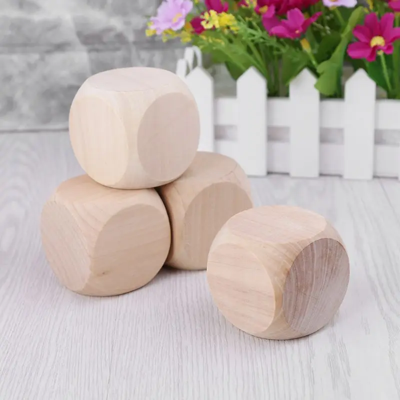 

5cm 6 Sided Blank Wood Dice Party Family DIY Games Printing Engraving Kid Toys