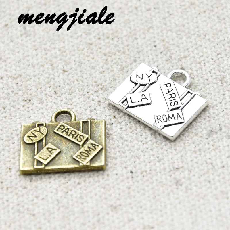 

15pcs Wholesale Two Color Suitcase Charms Alloy Metal Handbag Pendants For DIY Handmade Jewelry Accessories Making 16*15mm