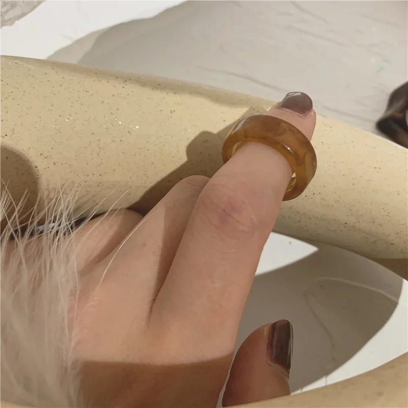 FFLACELL 2021 Смола холодный ветер акрил янтарно-бежевый кольцо для женщин вечерние