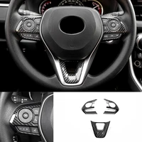 abs carbon fibre steering wheel frame covers button trims auto interior car styling accessories 2019 2020 for toyota rav4 rav 4
