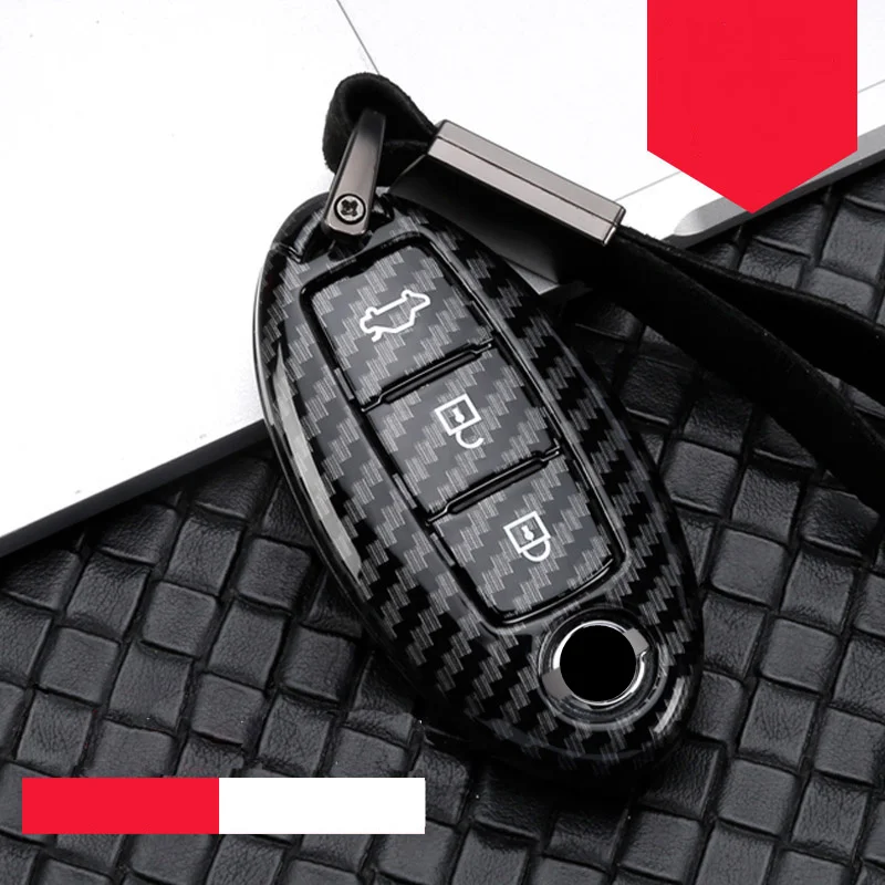 B-black silver ABS чехол для ключа автомобиля для Nissan A1 A3~ A8 Quattro Q3 Q5 Q7 2009~ автомобильный брелок с кольцом аксессуары для стайлинга автомобилей - Название цвета: B-black silver