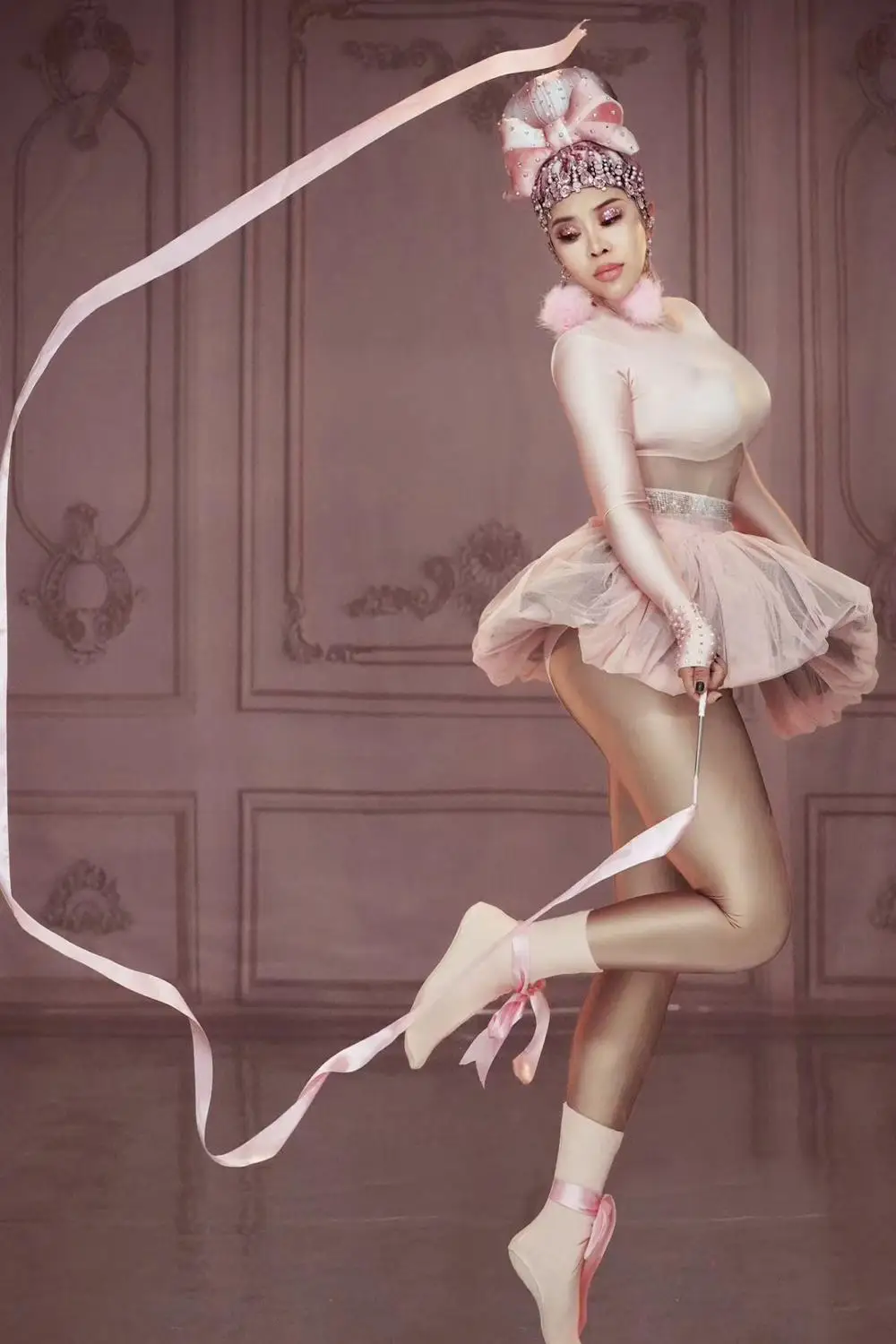 

New Arrival Women Bodysuits Catsuits Cute Style Female Ballet Skirt Pink Girl Mini Dress Women Bodycon Stage Performance Wear