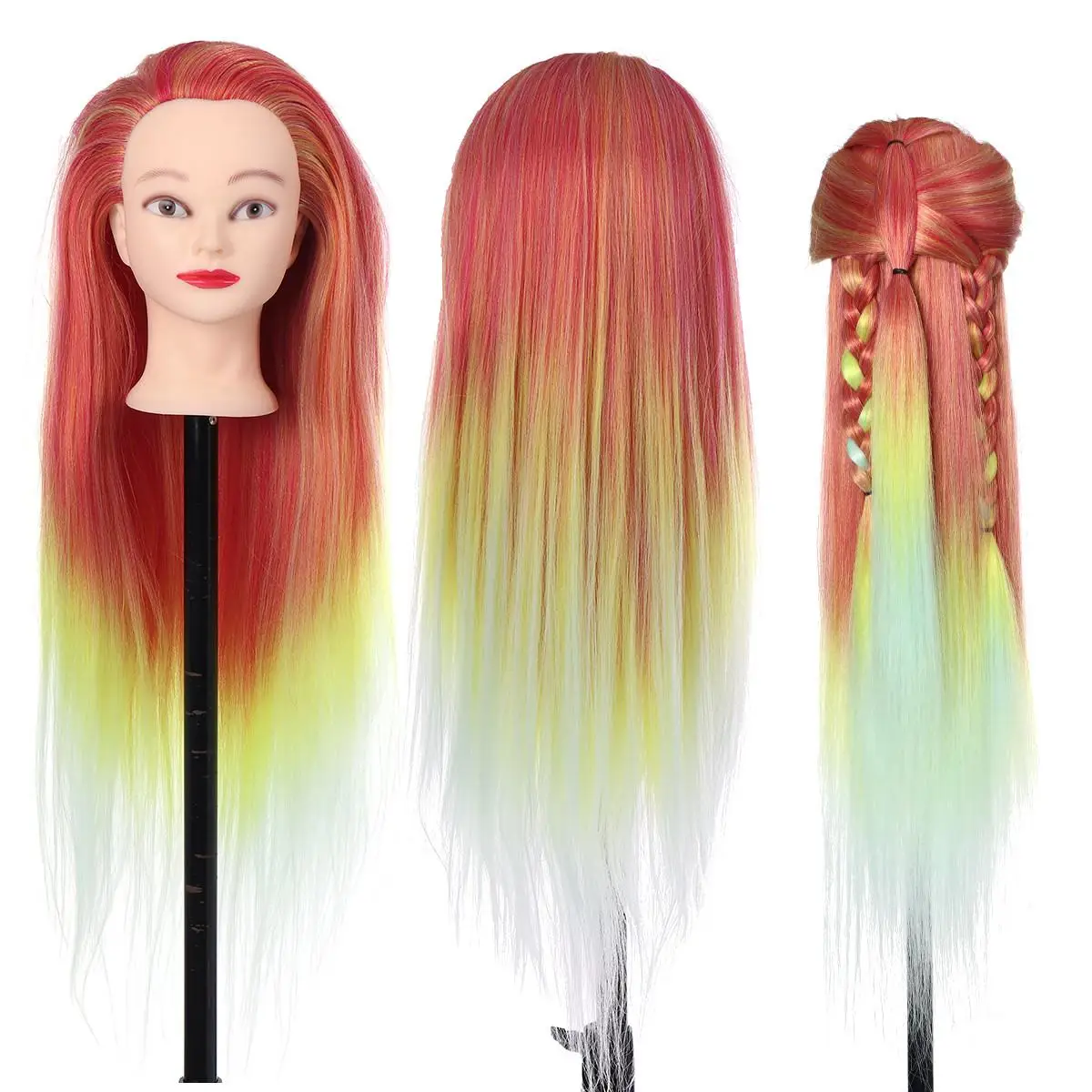 

24Inch Long Blonde Hair Hairdressing Mannequin Head Braiding Smooth Wig For Hairstyles Synthetic Manikin Head With Table Clamp
