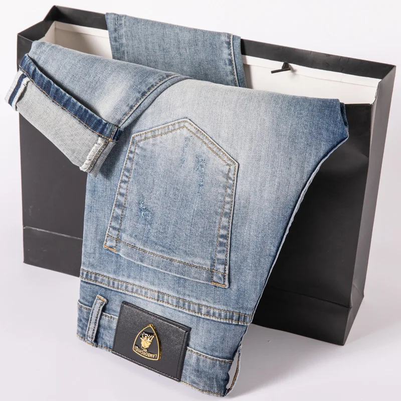 

2021 brand Taurus embroidery jeans men's hole fashion spring and autumn slim pants