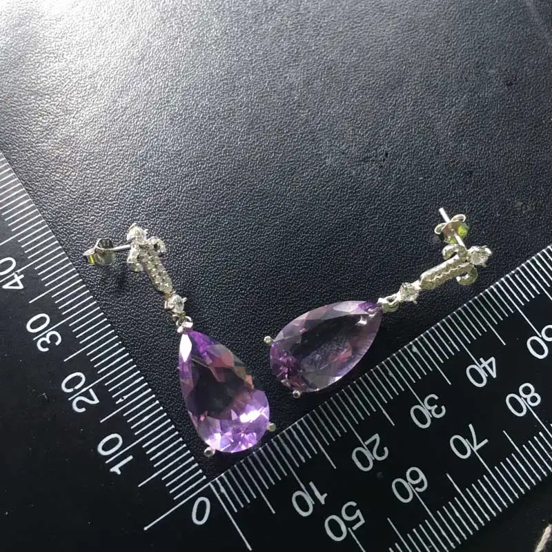 CSJ, новинка, груша, 10*18 мм, 13ct, аметист, хорошие серьги, Стерлинговое Серебро 925 пробы, натуральный драгоценный камень, хорошее ювелирное изделие для женщин, вечерние, подарок