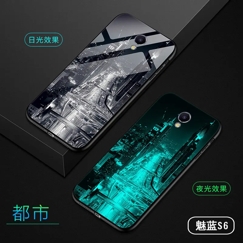 Phone Case For Meizu M5 Note Luminous Tempered Glass Back Cover Silicone ShockProof Bag | Мобильные телефоны и аксессуары