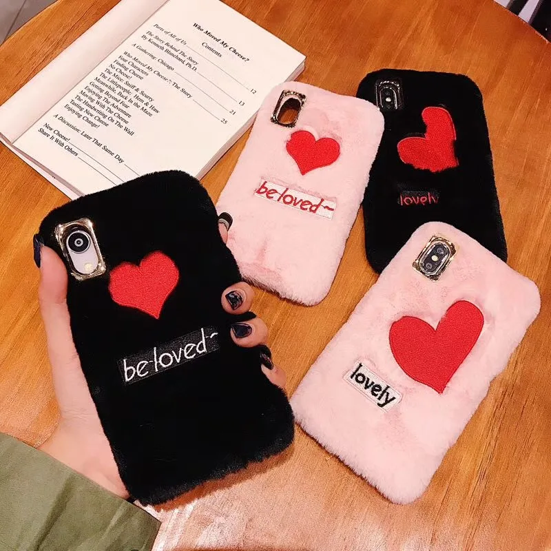 KISSCASE Love Heart плюшевый теплый чехол для телефона iPhone XR X XS Max TPU меховой пушистый 7 8 Plus