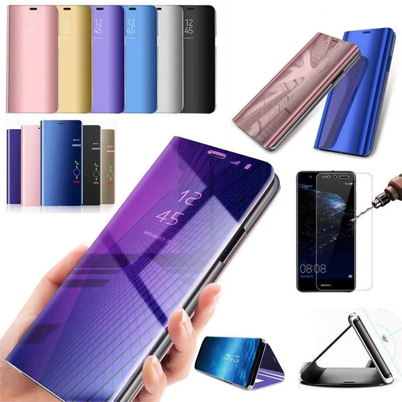 Умный зеркальный флип-чехол для Huawei P30 P20 P10 Lite Pro P9 Plus Honor V30 9X 20 8X max V10 10 Psmart Z |