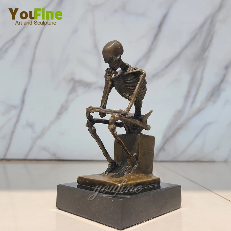 

Бронзовая скульптура скелета 16 см, абстрактная Бронзовая статуя истотчика, статуя черепа истотчика, античные художественные поделки, Декор...