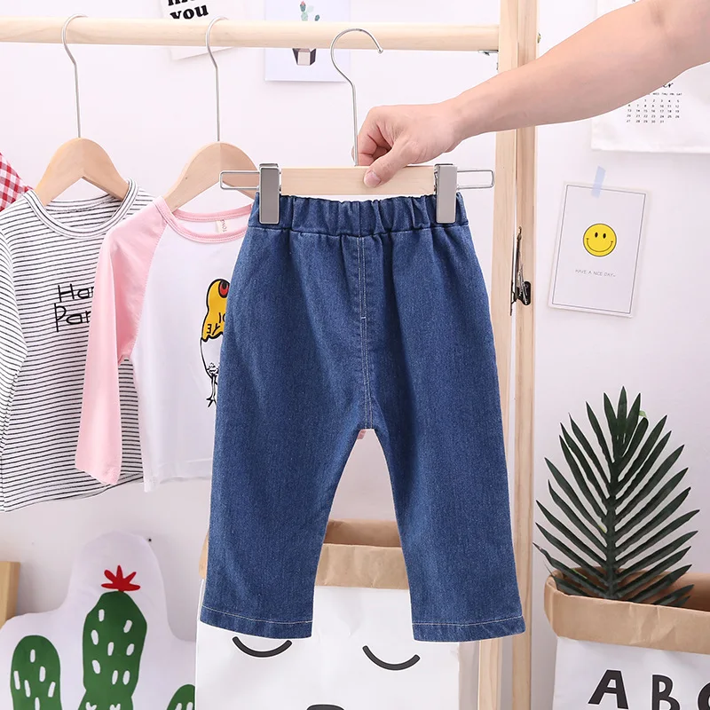 Детские штаны новинка 2020 года весенне осенние модные длинные джинсовые с