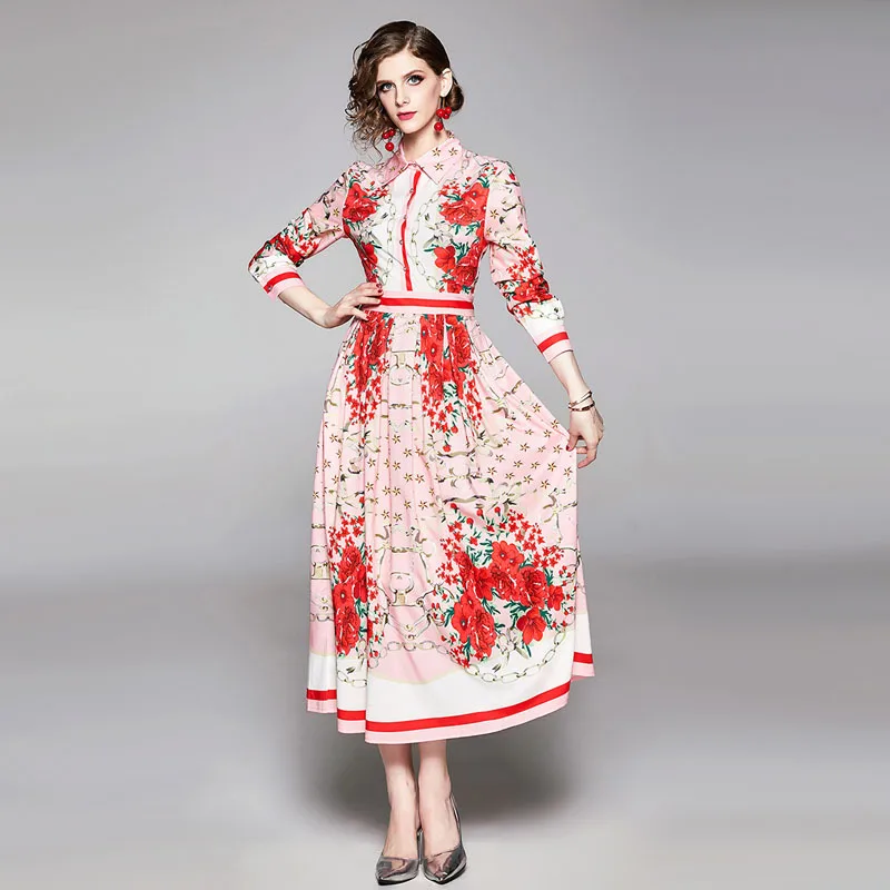 HAMALIEL высокое качество взлетно-посадочной полосы осенние женские макси платье