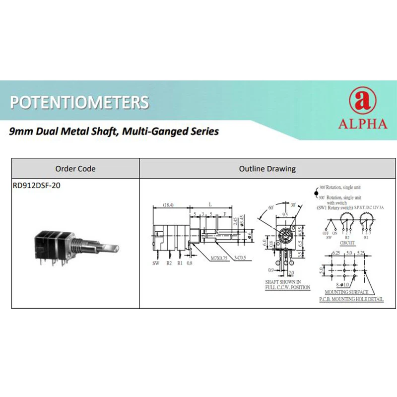 1-5 шт. Новый тайваньский потенциометр альфа-Альфа с высокой точностью двухосевой