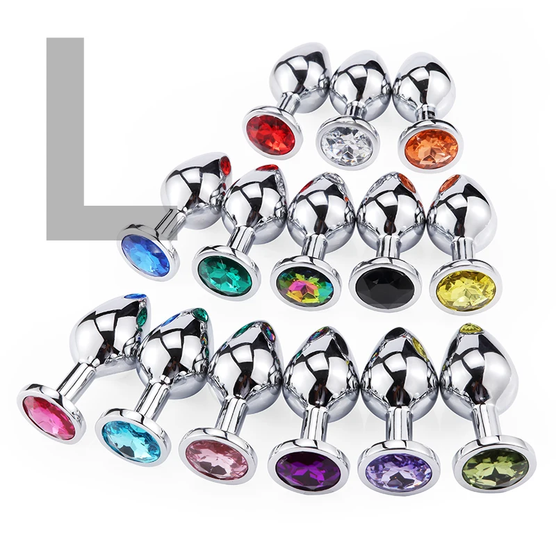 L Размеры металлическими элементами и стразами Анальная пробка