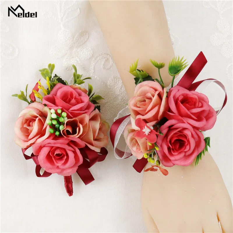 Свадебная бутоньерка Meldel браслет для подружек невесты на запястье девушек