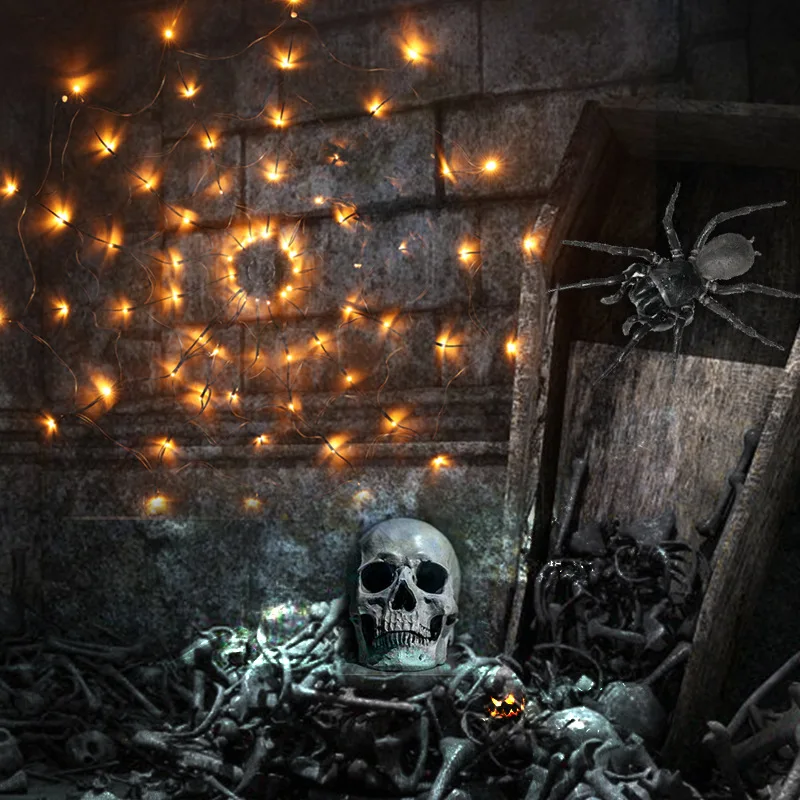 Spider web lights Halloween decoration lantern LED atmosphere layout props usb string | Лампы и освещение