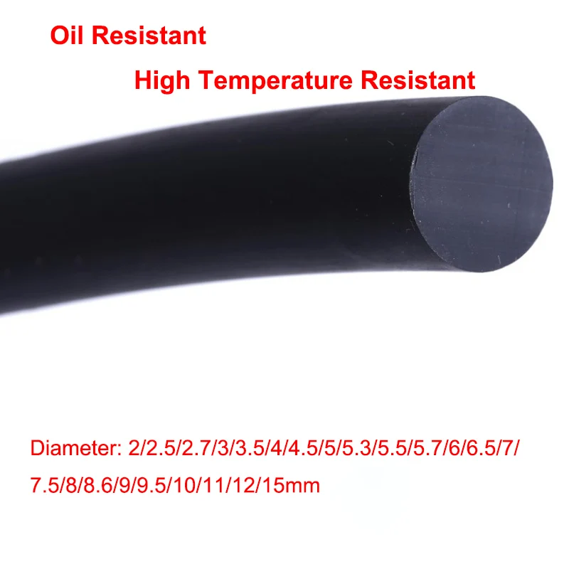 

1 Meter Black Fluorine Rubber Solid Strip O-Ring Bar Seal Dia 2/2.5/2.7/3/3.5/4/4.5/5/5.3/5.5/5.7/6/6.5/7-15mm Not Foaming