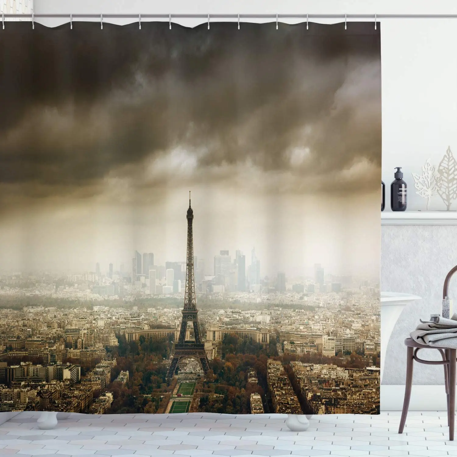 Водонепроницаемая душевая занавеска с изображением Эйфелевой башни пейзажа