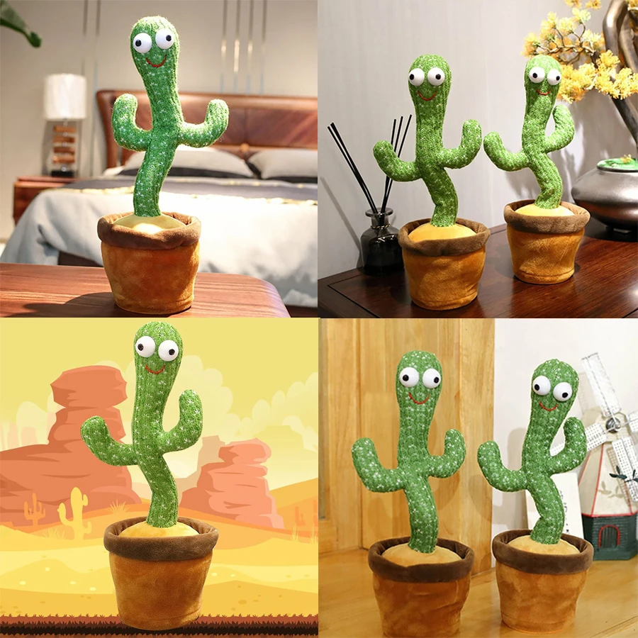 

Cactus Plush Toy Electric Singing 120 English Songs Dancing And Twisting Cactus Luminous Recording Learning To Speak Twisting Pl