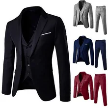 Ensemble Blazer + gilet + pantalon pour hommes, costume classique 3 pièces, tenue de soirée de mariage, nouvelle collection 2021  (4)