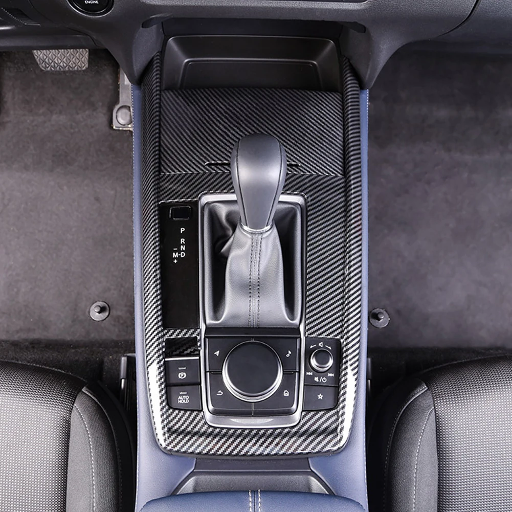 

Для Mazda CX30 CX-30 2019 2020 2021 углеродное волокно ABS Центральная панель управления автомобиля панель управления отделка коробки передач автомобиля модификация интерьера