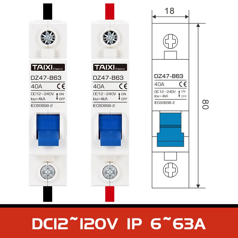 DC MCB 24 в 48 96 DZ47 автоматический Выключатель dc 125A 63A 32A 63 выключатель питания