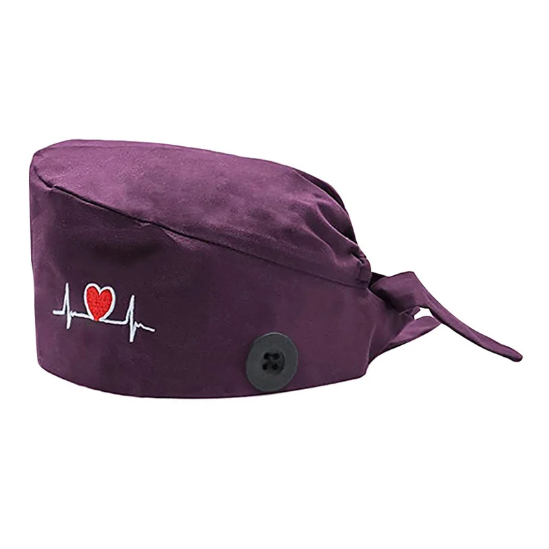 

Scrubs Caps with Button Anti-lear Unisex Heart Pattern Adjustable Bandage Hats Reuseable Washable Working Hats Caps Accessories