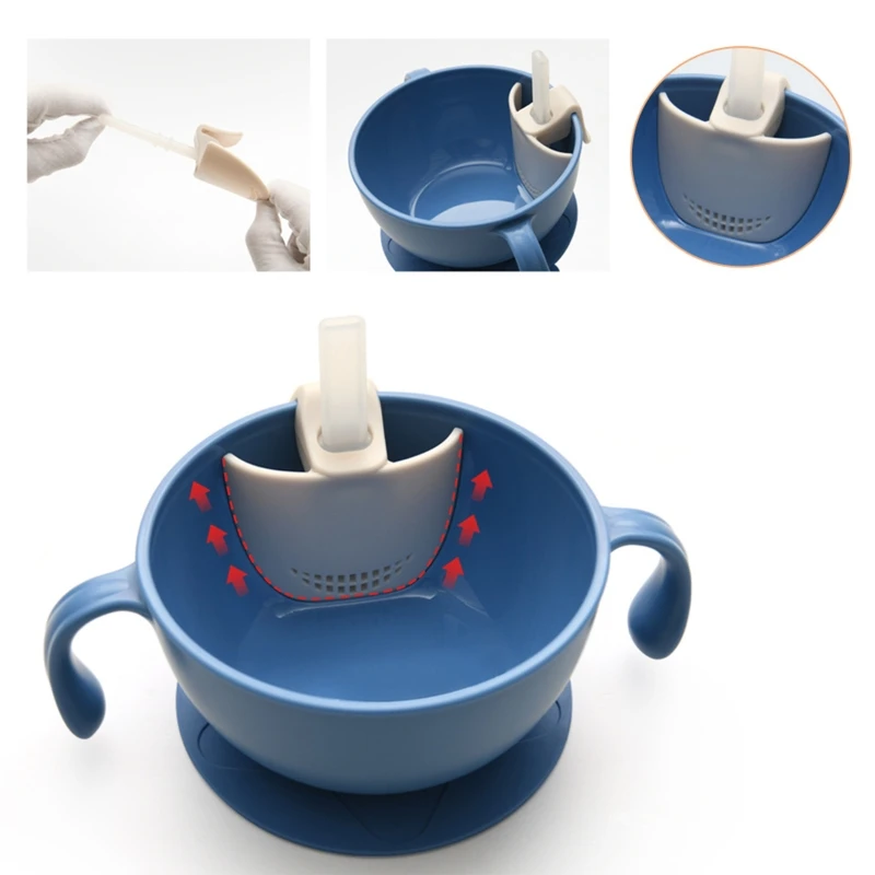 

Baby Sucker Bowl Slip-resistant Silicone Feeding Food Dishes Plate with Straw Drinking Tableware