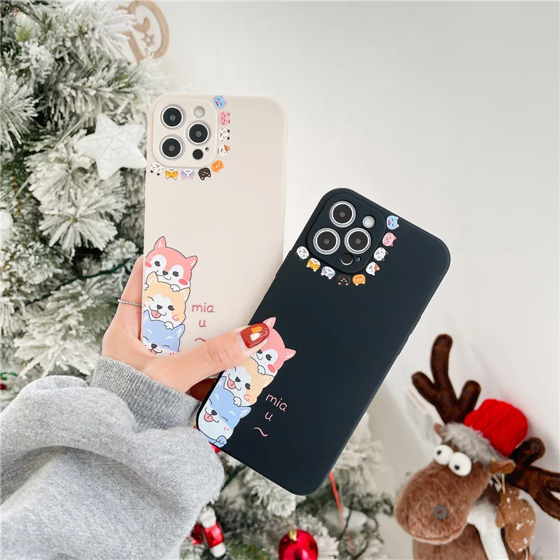 

Retro Puppy Corgi kawaii Cat Japanese Phone Case for apple iPhone 12 11 Pro Max Xr Xs Max 7 8 Plus X 7Plus case Cute Soft Cover
