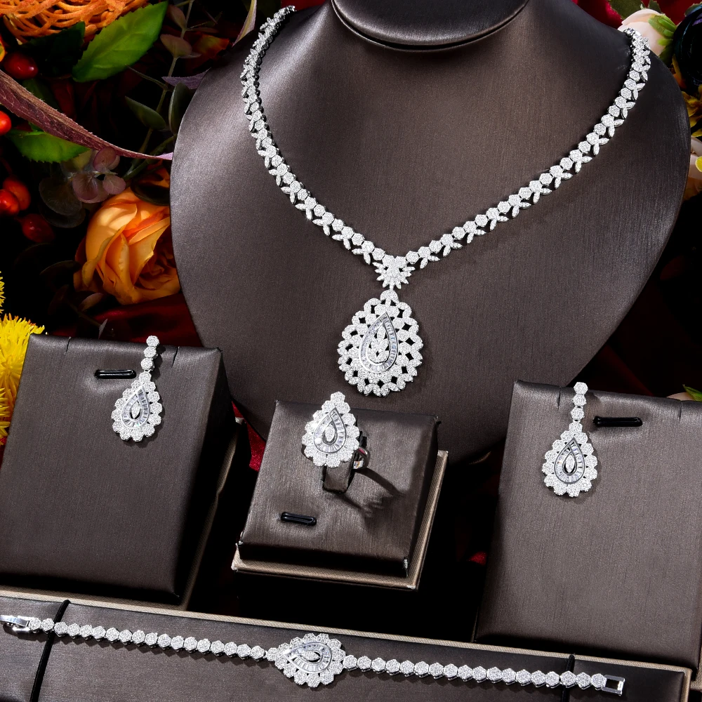GODKI New Original Luxury Africa Dubai 4PCS Lady Women Jewelry Sets For Women Wedding Party Zircon Wedding Bridal Jewelry Sets