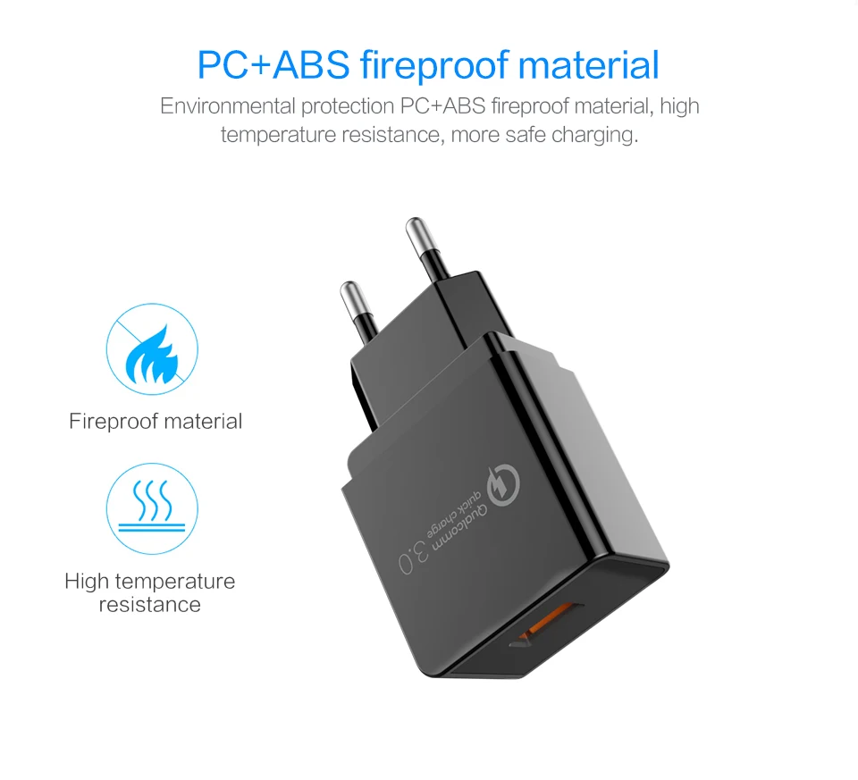 PZOZ usb зарядное устройство eu настенная вилка Быстрая зарядка QC 3,0 Портативный 18 Вт универсальный адаптер для мобильного телефона для xiomi huawei p10 lg g6