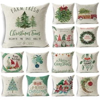 cartoon watercolor christmas pillowcase linen decoration christmas gift cushion cover suitable for car sofa pillowcase 45cm45cm