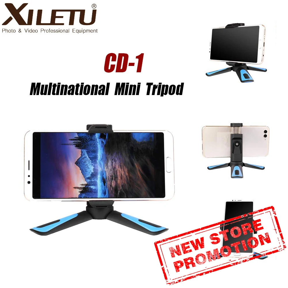 XILETU CD-1 360 Вращение мини настольный штатив держатель для телефона крепление вертикальный горизонтальный для большинства мобильных телефонов и беззеркальных камер