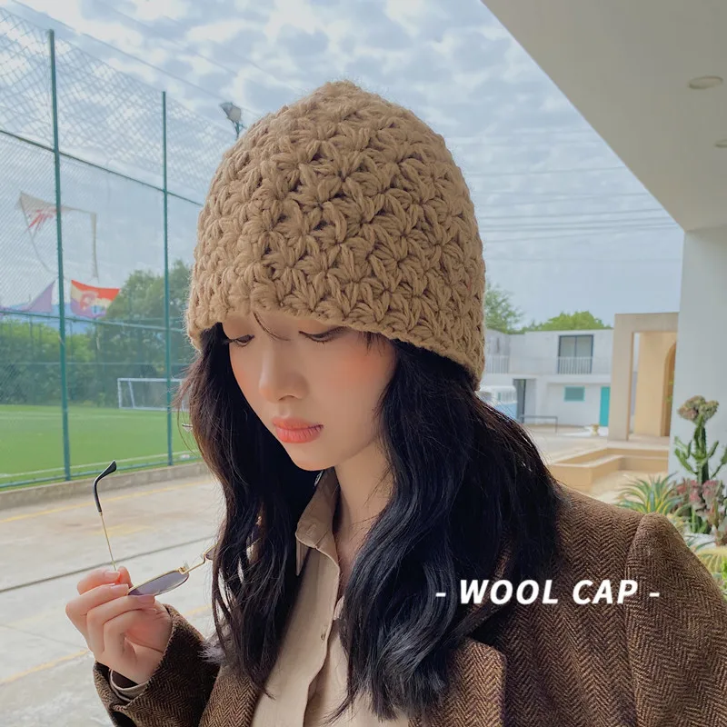 

New Fisherman Cap Women Solid Crochet Knitting Hat Warm Autumn Winter Bucket Hat Japanese Literature Cap Lady Girls Gift