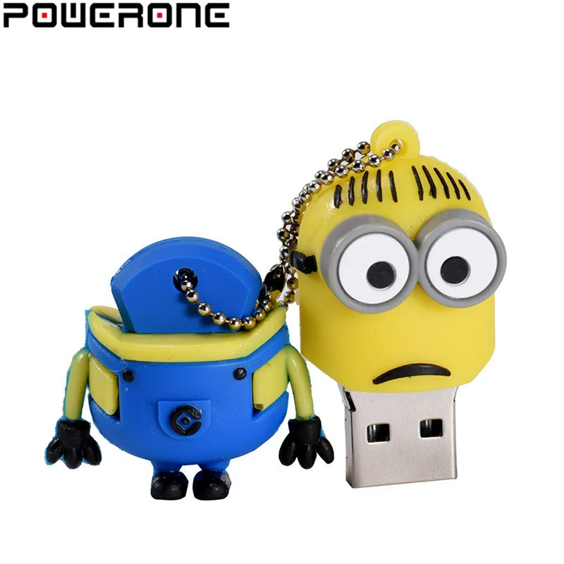 POWERONE Забавный мини usb флеш накопитель милые желтые люди 4 ГБ 8 16 32 64 128 память флэш